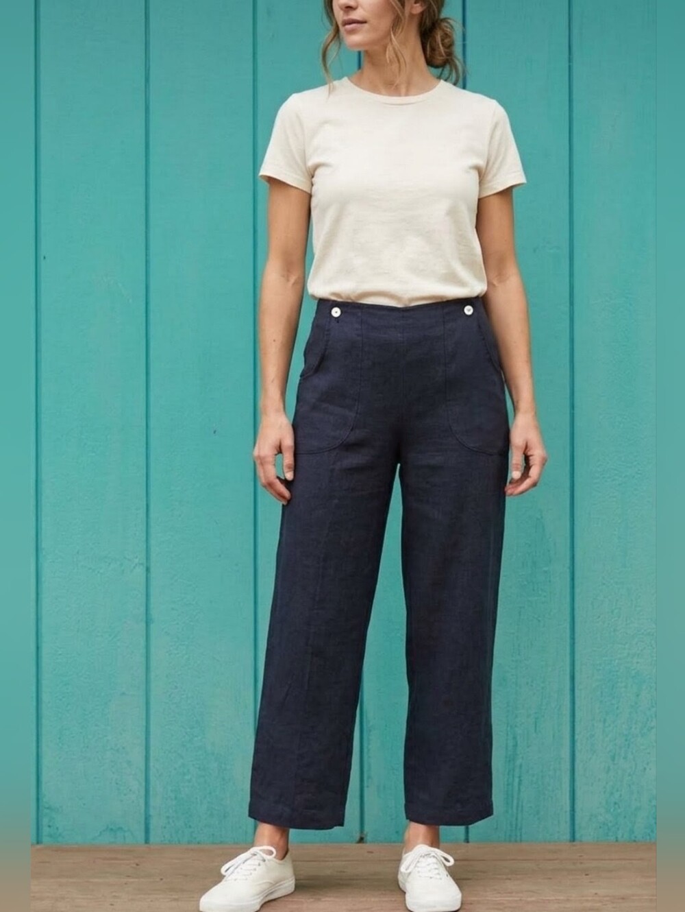 Lagenlook Linen Sailor Pants Wide Leg Lantern Cuffs Vintage Minimalist Quiet Lux